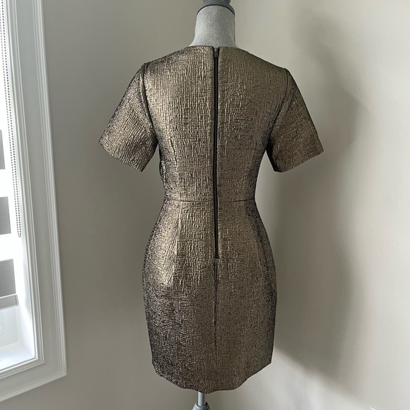NWOT Elegant Gold Crepe dress. Monsoon Fusion Size 4 - Picture 3 of 4